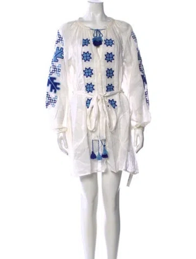 Pre-owned Eleven 11 Linen Mini Dress In White