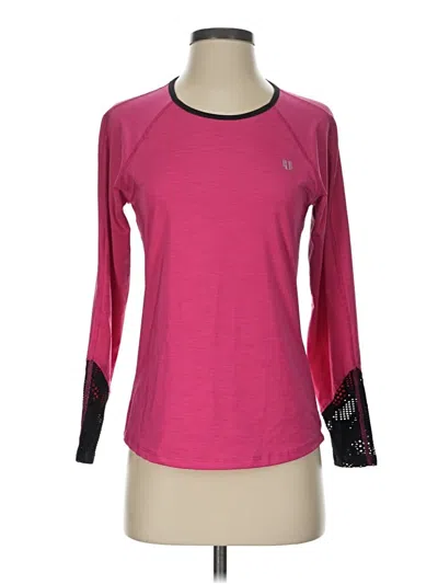 Pre-owned Eleven By Venus Williams Long Sleeve Top Pink Crew Neck Tops