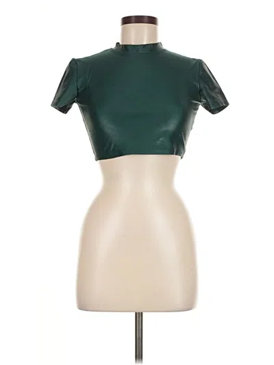 Pre-owned Eleven By Venus Williams Short Sleeve Top Green Mock Neckline Tops
