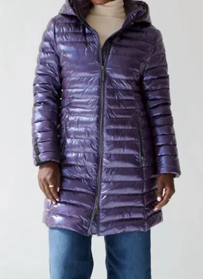 Eleven Elfs Julie Vegan Down Quilted Coat In Aubergine In Blue