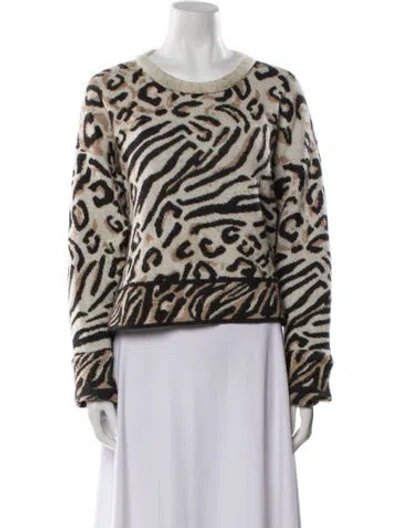 Pre-owned Eleven Six Alpaca Animal Print Sweater In Neutral