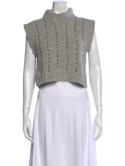 Pre-owned Eleven Six Alpaca Mock Neck Sweater In Gray