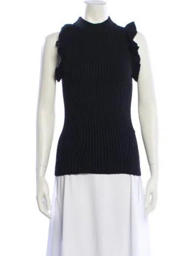Pre-owned Eleven Six Alpaca Mock Neck Top In Blue