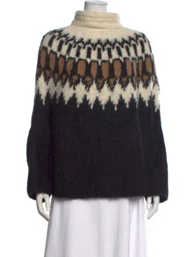 Pre-owned Eleven Six Alpaca Patterned Sweater In Black