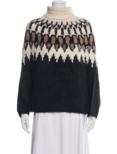 Pre-owned Eleven Six Alpaca Patterned Sweater In Black