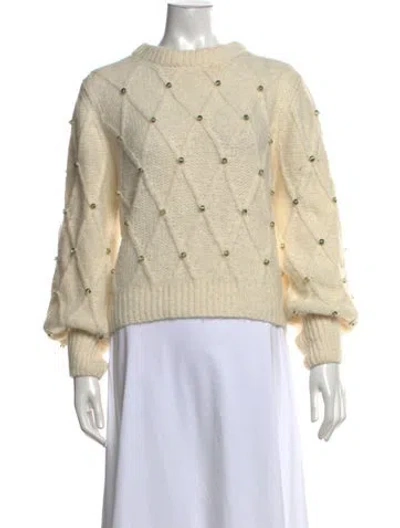 Pre-owned Eleven Six Alpaca Patterned Sweater In White