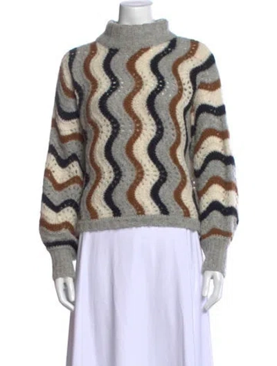 Pre-owned Eleven Six Alpaca Striped Sweater In Brown
