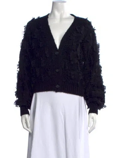 Pre-owned Eleven Six Alpaca V-neck Sweater In Black