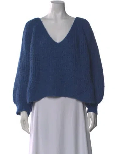 Pre-owned Eleven Six Alpaca V-neck Sweater In Blue