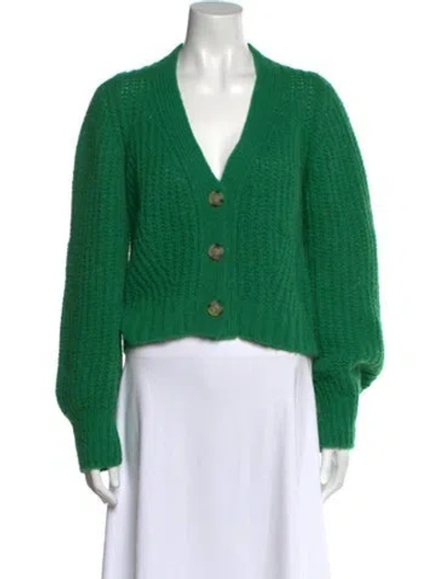 Pre-owned Eleven Six Alpaca V-neck Sweater In Green