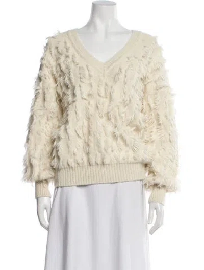 Pre-owned Eleven Six Alpaca V-neck Sweater In Neutral