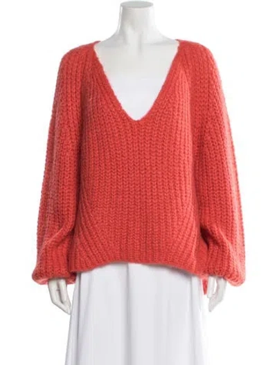 Pre-owned Eleven Six Alpaca V-neck Sweater In Orange