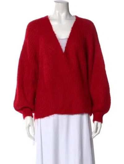 Pre-owned Eleven Six Alpaca V-neck Sweater In Red