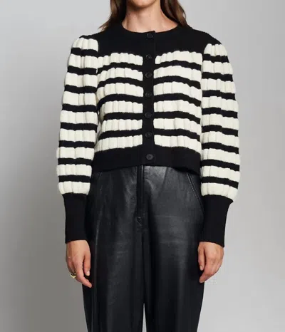 Eleven Six Anna Stripe Cardigan In Black/ivory