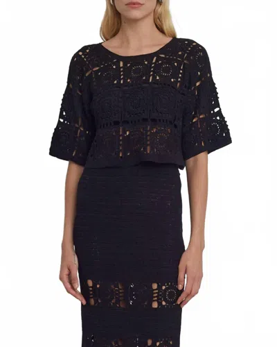 Eleven Six Arden Crochet Top In Black In Multi