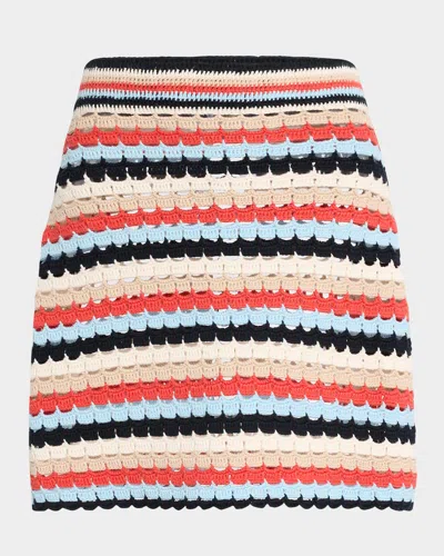 Eleven Six Aria Striped Crochet Mini Skirt In Multi Color