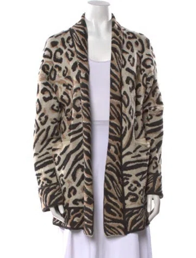 Pre-owned Eleven Six Baby Alpaca Animal Print Sweater In Brown
