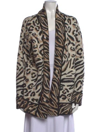 Pre-owned Eleven Six Baby Alpaca Animal Print Sweater In Brown