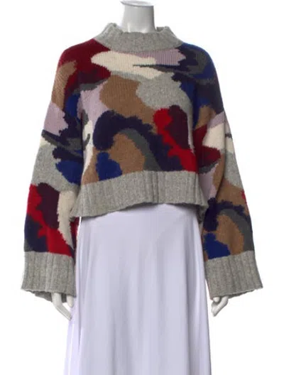 Pre-owned Eleven Six Baby Alpaca Camouflage Print Sweater In Grey
