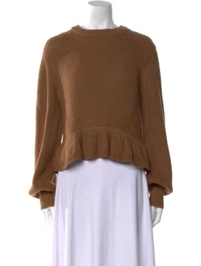 Pre-owned Eleven Six Baby Alpaca Crew Neck Sweater In Brown