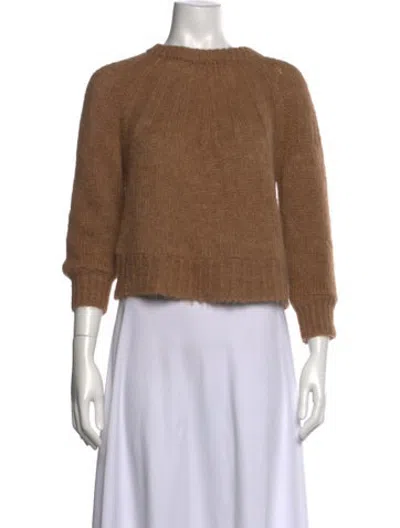 Pre-owned Eleven Six Baby Alpaca Crew Neck Sweater In Brown