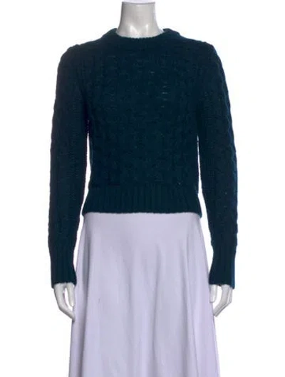 Pre-owned Eleven Six Baby Alpaca Crew Neck Sweater W/ Tags In Blue
