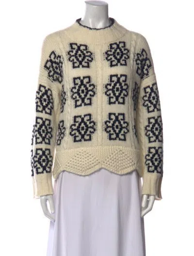 Pre-owned Eleven Six Baby Alpaca Graphic Print Sweater In Neutrals