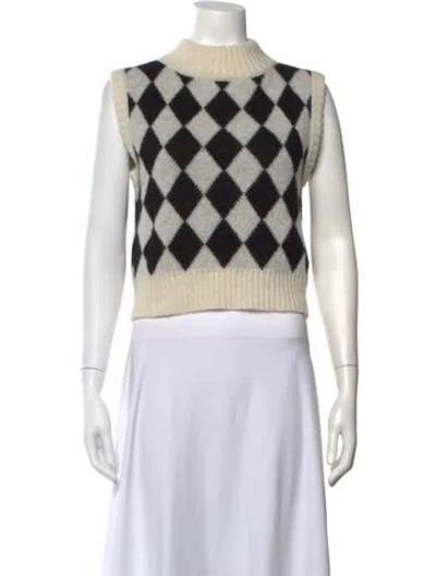 Pre-owned Eleven Six Baby Alpaca Houndstooth Print Sweater In Black/neutrals