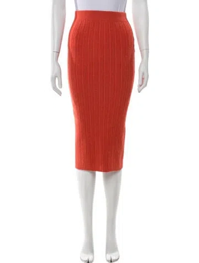 Pre-owned Eleven Six Baby Alpaca Midi Length Skirt In Orange