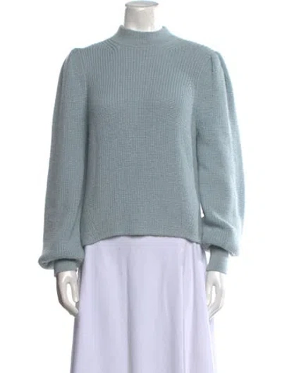 Pre-owned Eleven Six Baby Alpaca Mock Neck Sweater In Blue