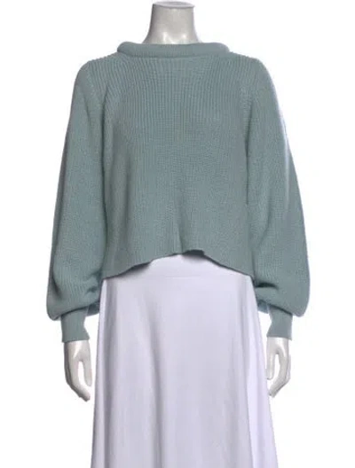 Pre-owned Eleven Six Baby Alpaca Mock Neck Sweater In Blue