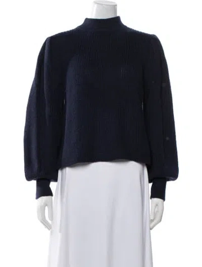 Pre-owned Eleven Six Baby Alpaca Mock Neck Sweater In Blue