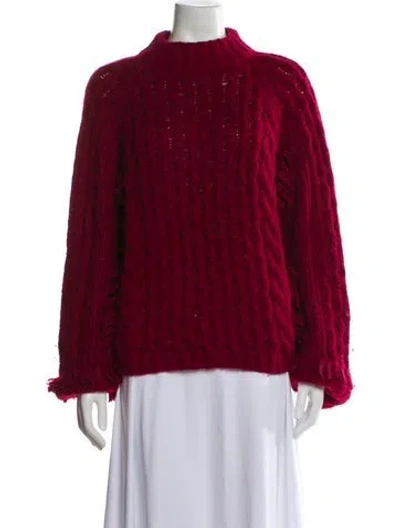 Pre-owned Eleven Six Baby Alpaca Mock Neck Sweater In Burgundy