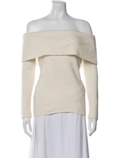 Pre-owned Eleven Six Baby Alpaca Off-the-shoulder Sweater In Neutral