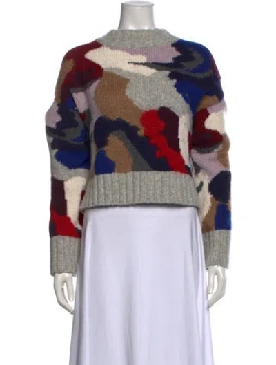 Pre-owned Eleven Six Baby Alpaca Printed Sweater In Gray