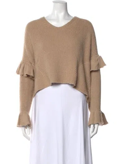 Pre-owned Eleven Six Baby Alpaca Scoop Neck Sweater In Neutral