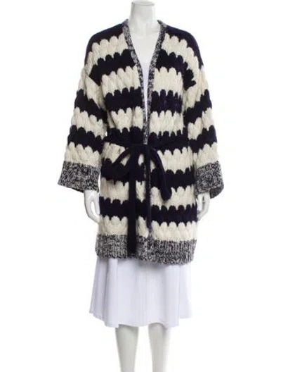 Pre-owned Eleven Six Baby Alpaca Striped Sweater In Blue