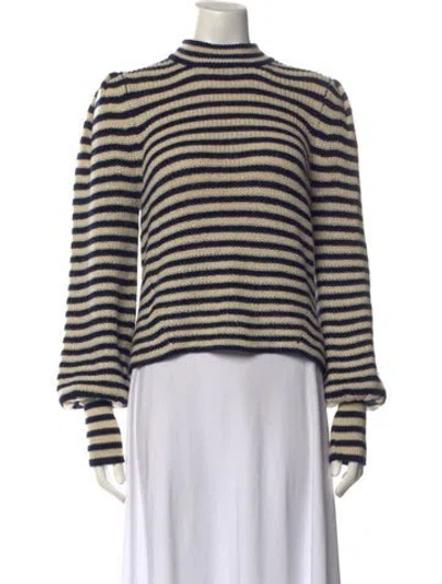 Pre-owned Eleven Six Baby Alpaca Striped Sweater In Blue