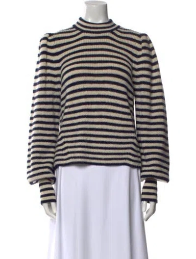 Pre-owned Eleven Six Baby Alpaca Striped Sweater In Neutral