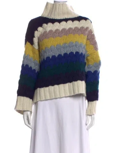 Pre-owned Eleven Six Baby Alpaca Striped Sweater In Neutrals