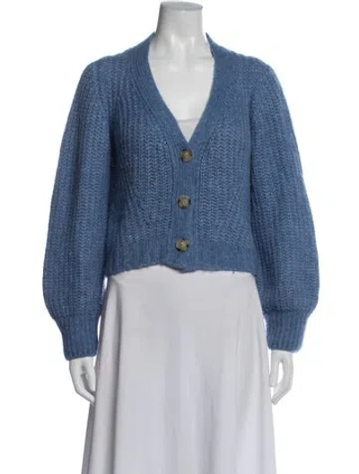 Pre-owned Eleven Six Baby Alpaca V-neck Sweater In Blue