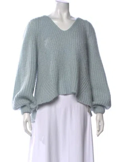 Pre-owned Eleven Six Baby Alpaca V-neck Sweater In Blue