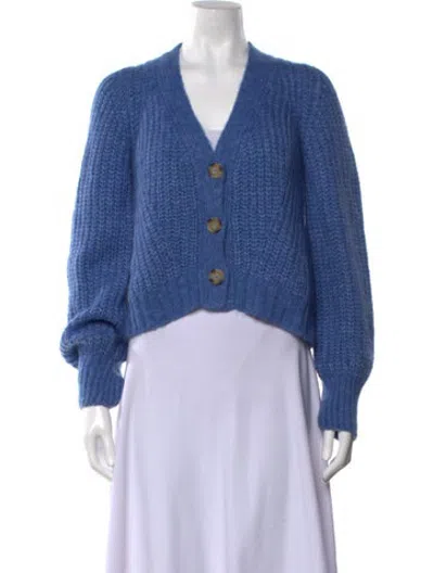Pre-owned Eleven Six Baby Alpaca V-neck Sweater In Blue
