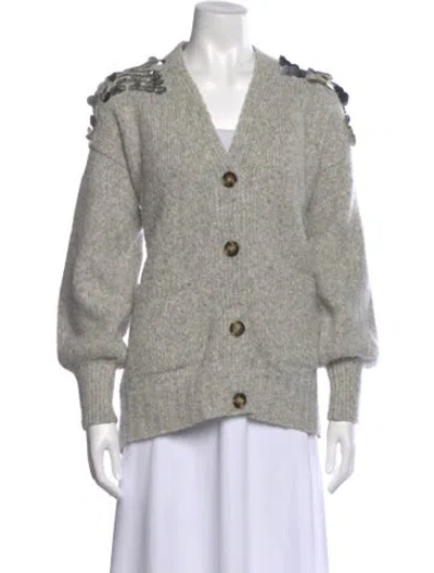 Pre-owned Eleven Six Baby Alpaca V-neck Sweater In Gray