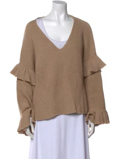 Pre-owned Eleven Six Baby Alpaca V-neck Sweater In Neutral