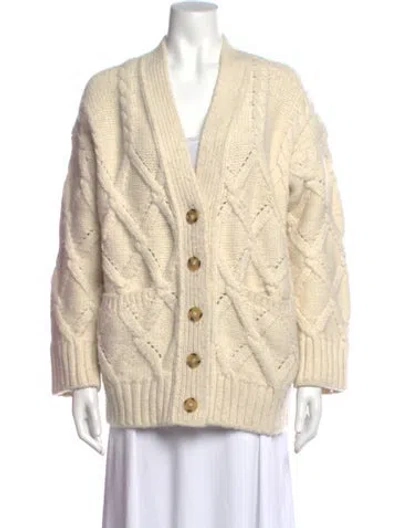 Pre-owned Eleven Six Baby Alpaca V-neck Sweater In Neutrals