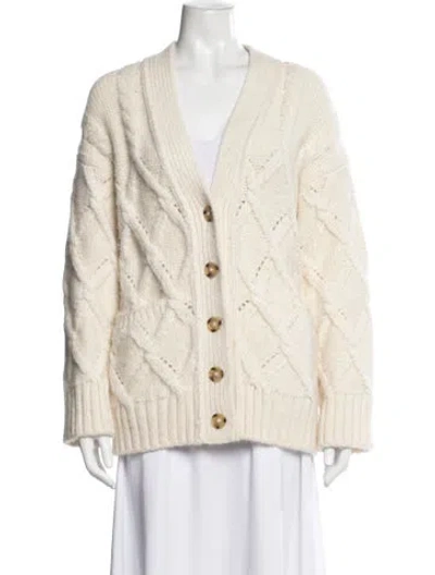 Pre-owned Eleven Six Baby Alpaca V-neck Sweater In Neutrals