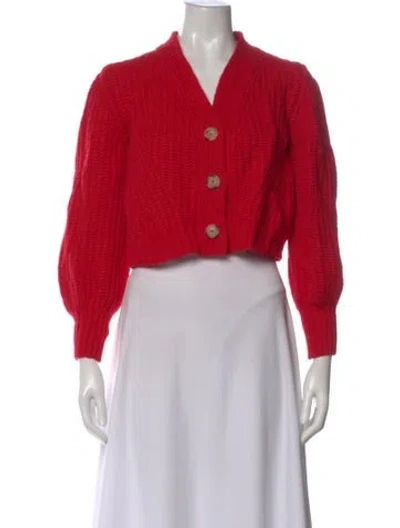 Pre-owned Eleven Six Baby Alpaca V-neck Sweater In Red