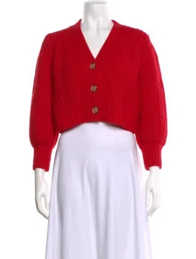 Pre-owned Eleven Six Baby Alpaca V-neck Sweater In Red
