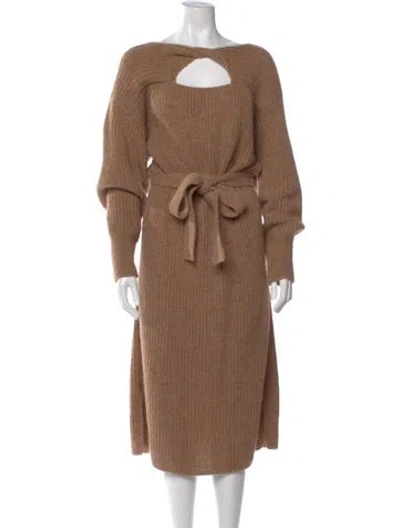 Pre-owned Eleven Six Bateau Neckline Long Dress In Brown